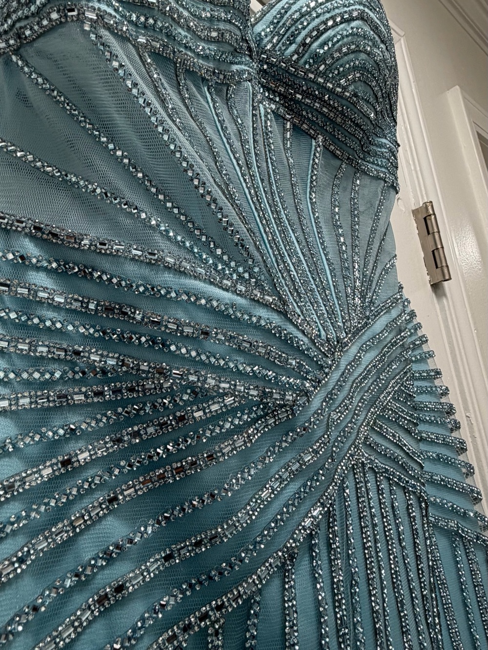Jovani Light Blue Beaded Prom Gown Size 6 - Picture 5 of 7
